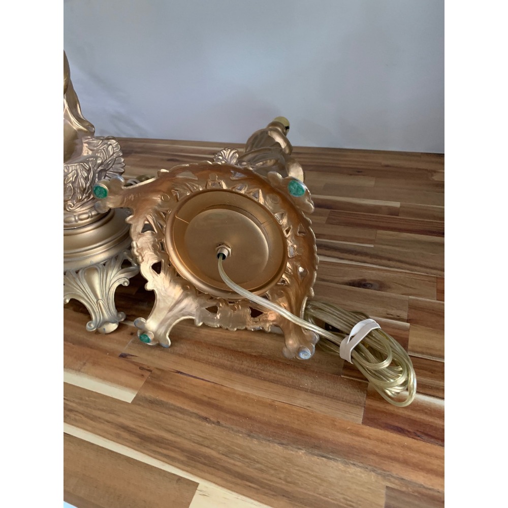 Vintage Gold Cherub Table Lamps Pair Ornate Regency Retro Old Money Quiet Luxury - Picture 5 of 8